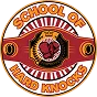 Circular ‘School of Hard Knocks’ logo featuring a red and gold emblem with a stylized fist in the center.